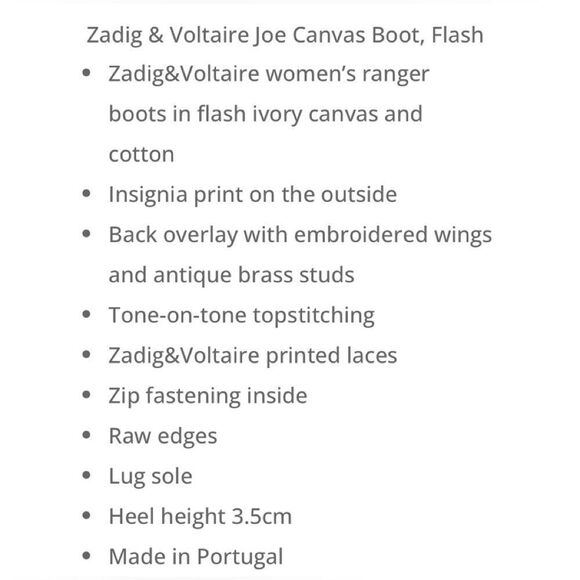 Zadig & Voltaire Joe Canvas military boots in color flash in cream New. 39/8 - Picture 7 of 16